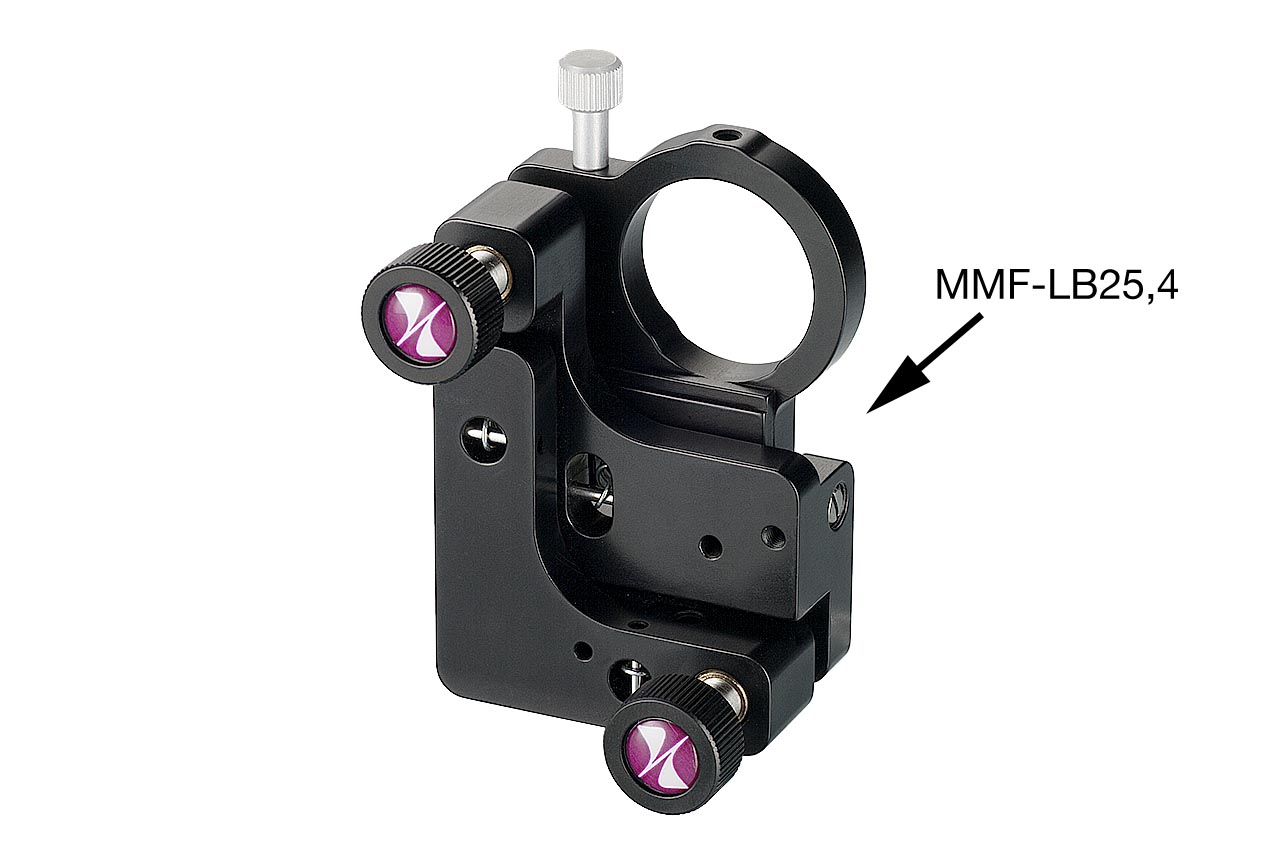 MMF-LB. Средний откидной юстируемый держатель для оптики с винтами с круглыми ручками, левый