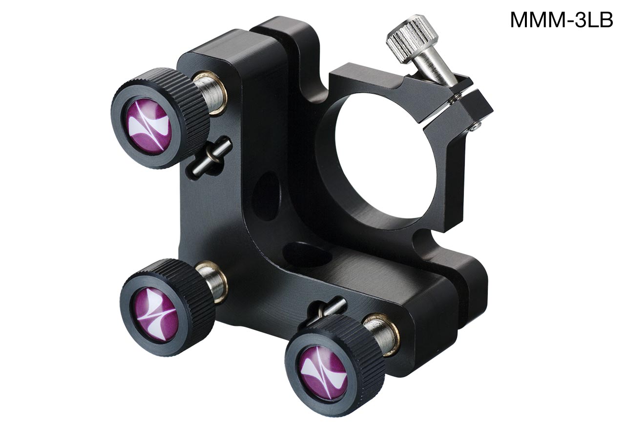 MMM3-LB. Средний юстируемый держатель для оптики зажимной с тремя винтами с круглыми ручками, левый