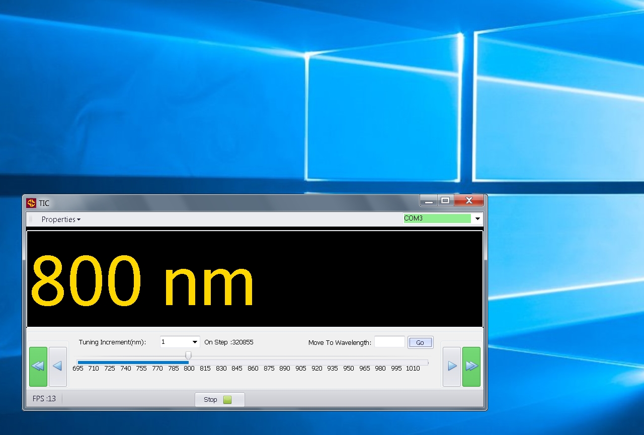 Скриншот главного окна программного обеспечения, входящего в состав «Базовой» комплектации лазера TiC