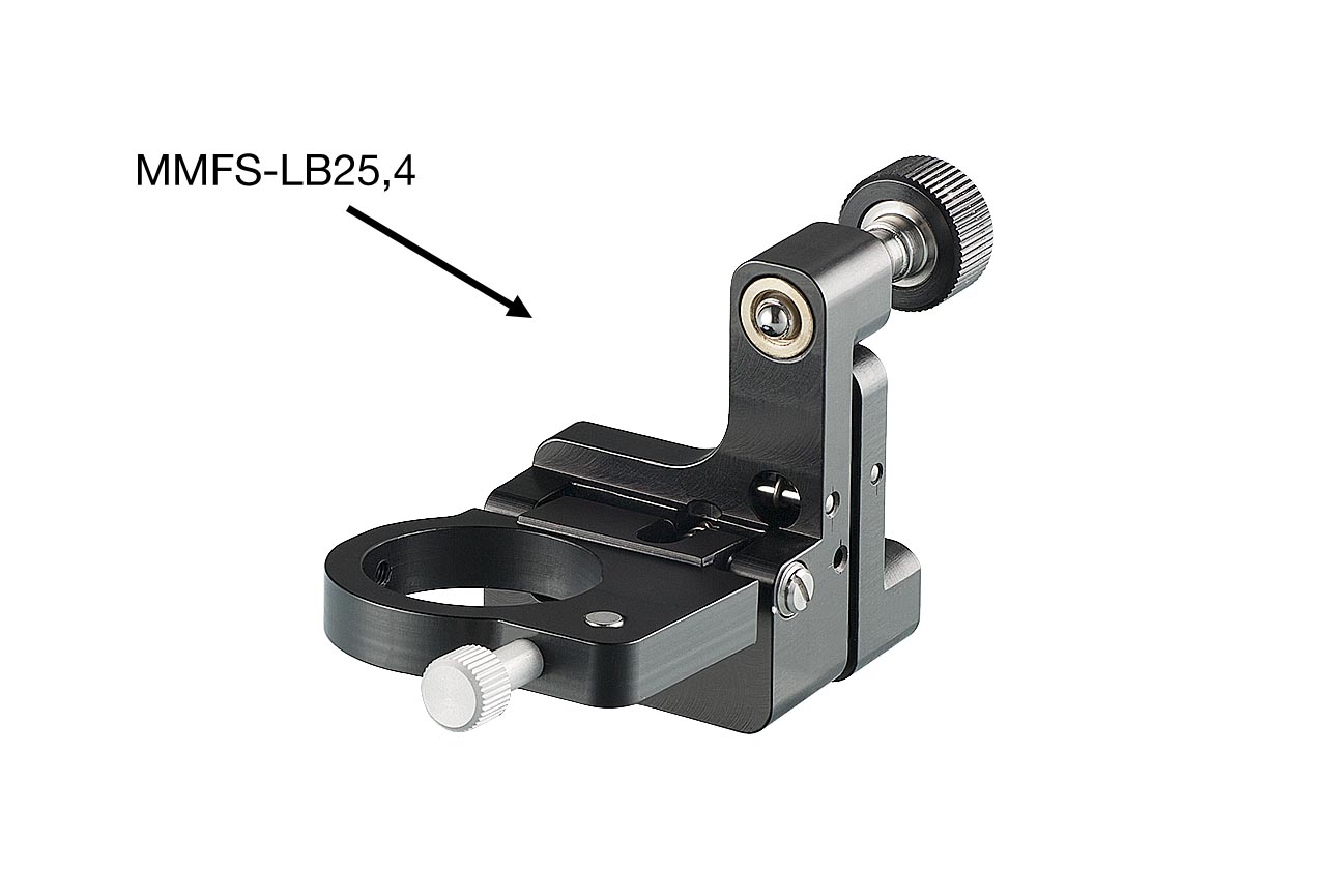 MMFS-LB. Малый откидной юстируемый держатель для оптики с винтами с круглыми ручками, левый. В откинутом положении
